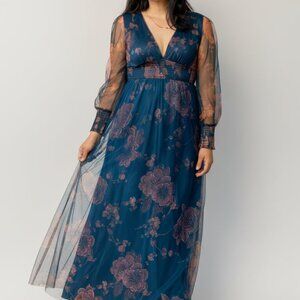 Baltic Born Layla Tulle Maxi Dress | Copper + Blue Metallic Size 3XL3XL